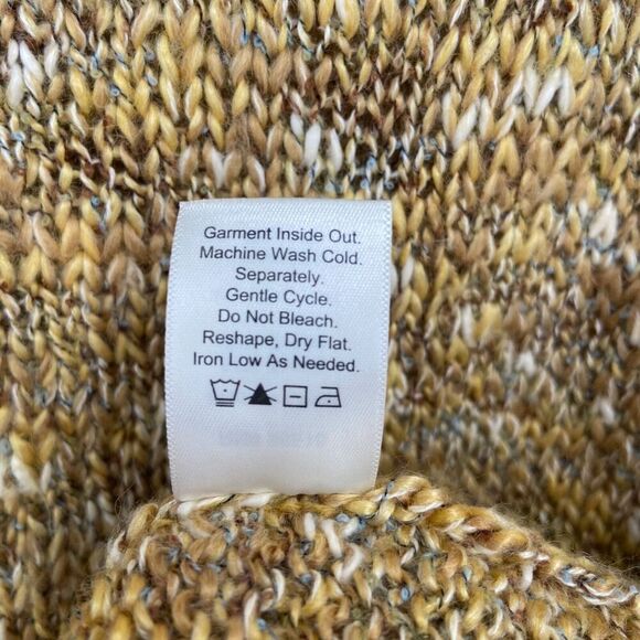 Coldwater Creek Bell Sleeves Wool Blend Cardigan Sweater Yellow Brown XL - Picture 8 of 12